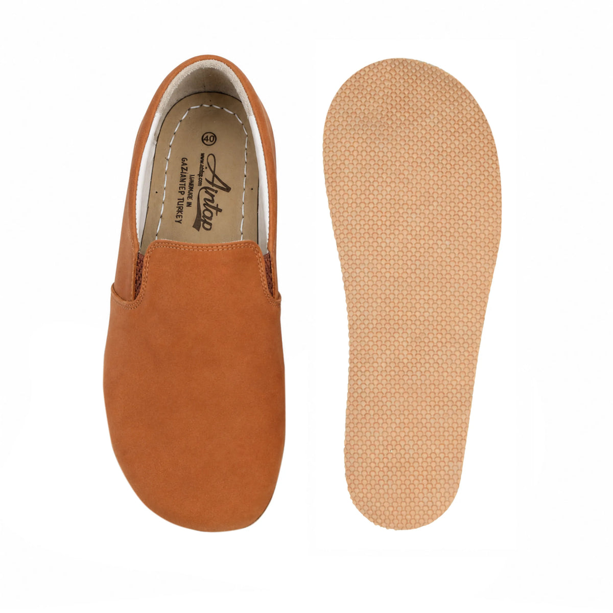 Nubuck Barefoot Slip-On Shoes – Rubber Sole – Tan