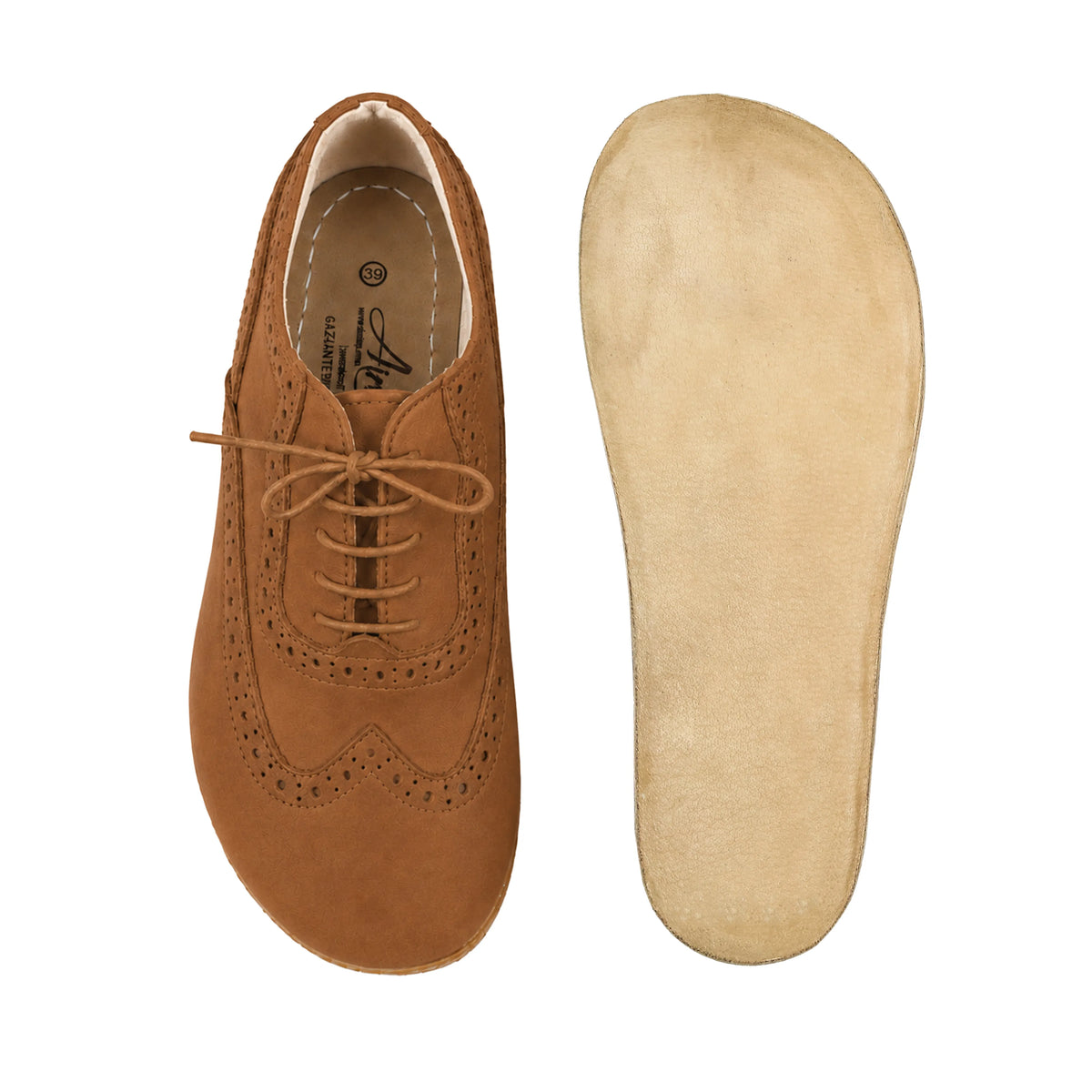 Nubuck Barefoot Moccasin Shoes – Classic Sole — Leather Sole – Tan