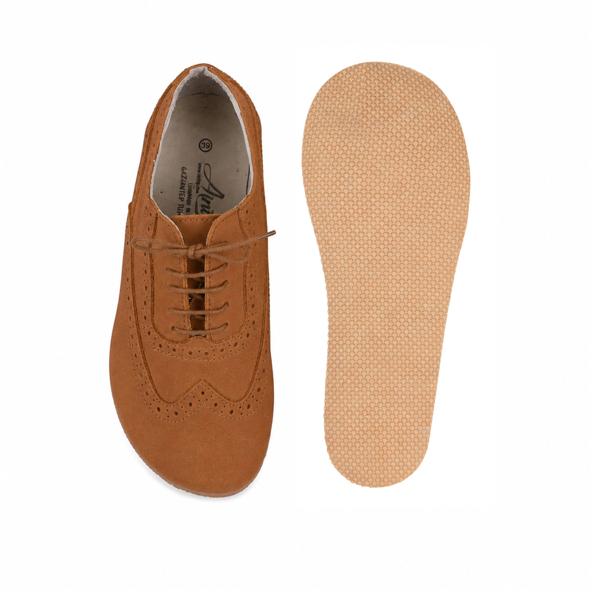 Nubuck Barefoot Moccasin Shoes – Rubber Sole – Tan