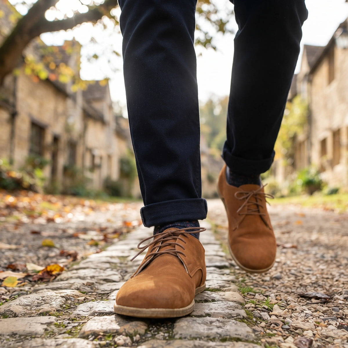 Nubuck Barefoot Oxford Shoes – Classic Sole — Leather Sole – Tan
