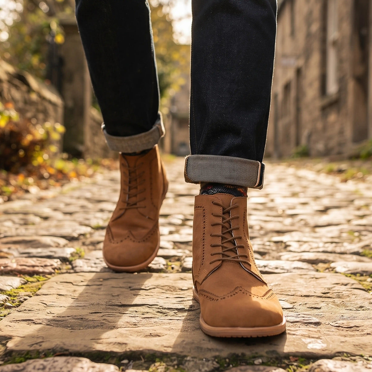 Nubuck Barefoot Moccasin Boots Shoes – Eva Outsole – Tan