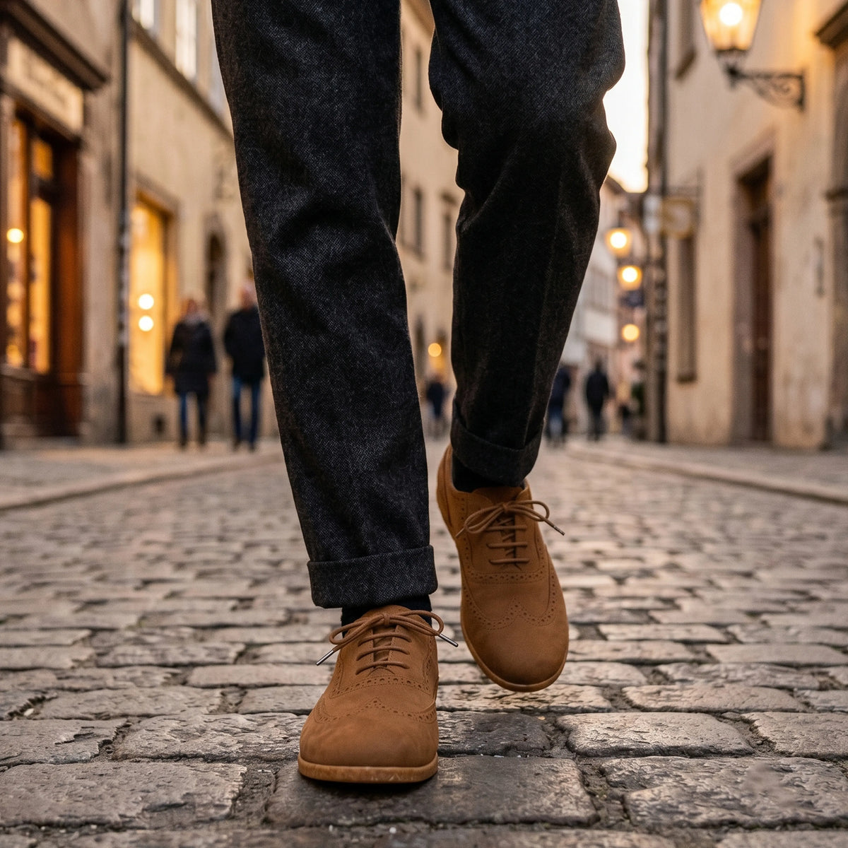 Nubuck Barefoot Moccasin Shoes – Classic Sole — Leather Sole – Tan