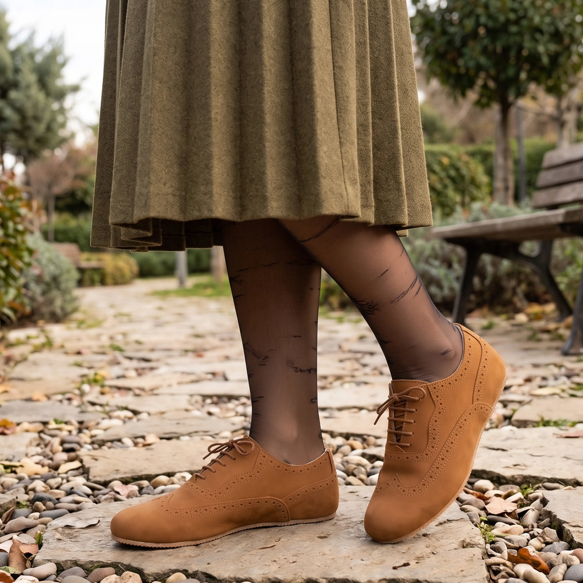 Nubuck Barefoot Moccasin Shoes – Rubber Sole – Tan