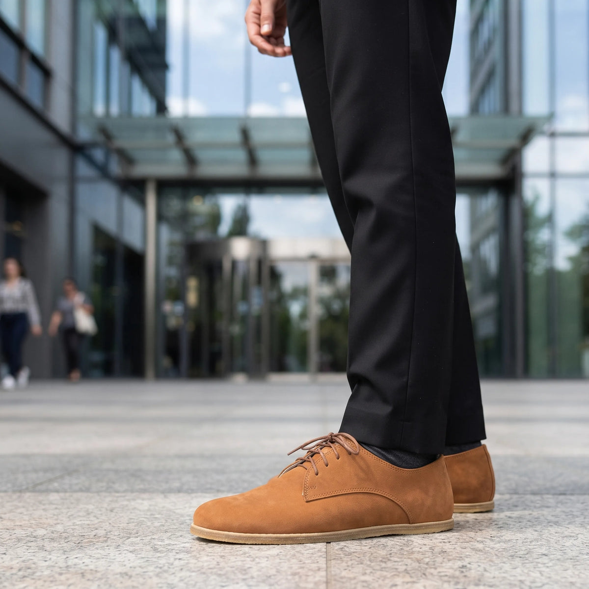 Nubuck Barefoot Oxford Shoes – Classic Sole — Leather Sole – Tan