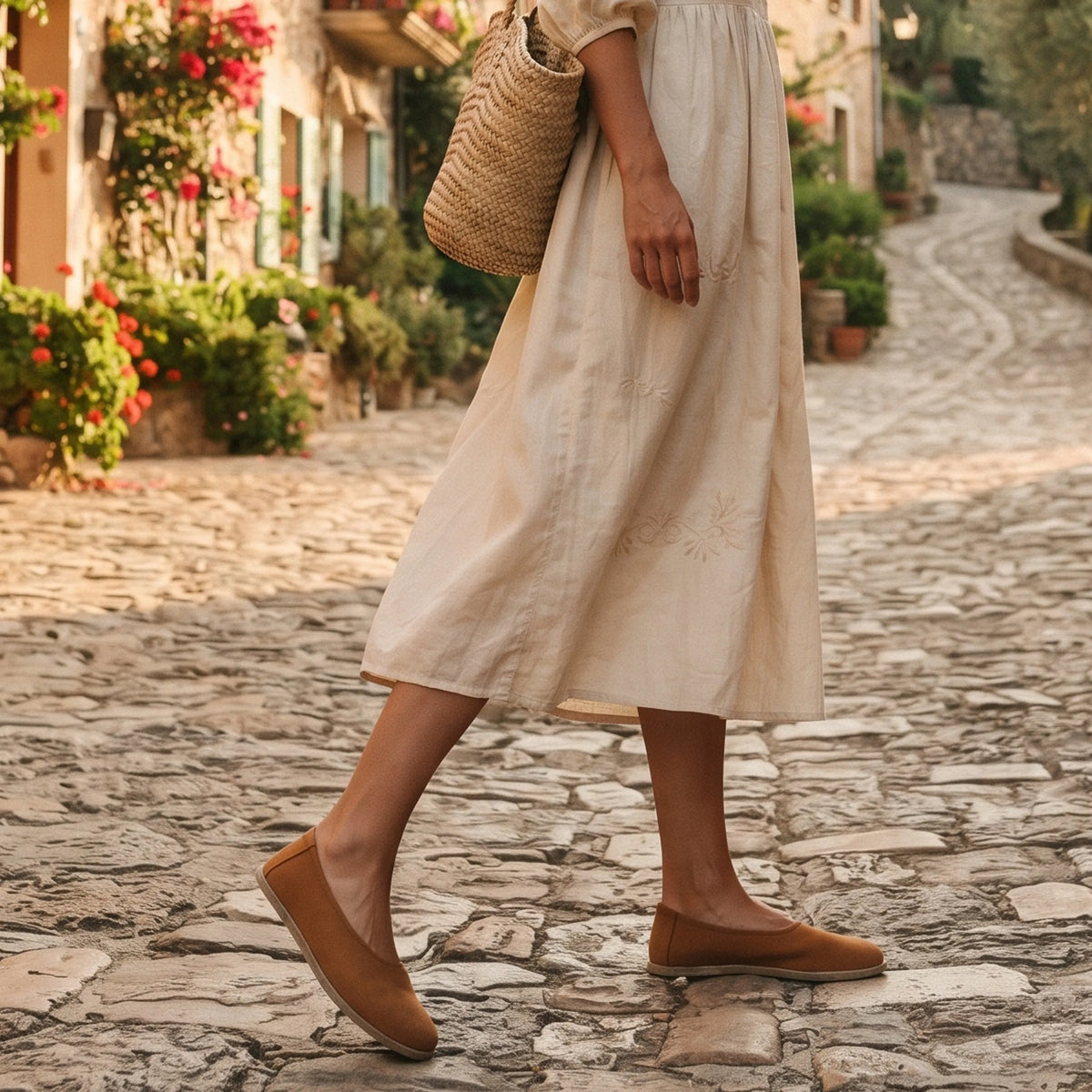 Nubuck Barefoot Ballet Shoes – Classic Sole — Leather Sole – Tan