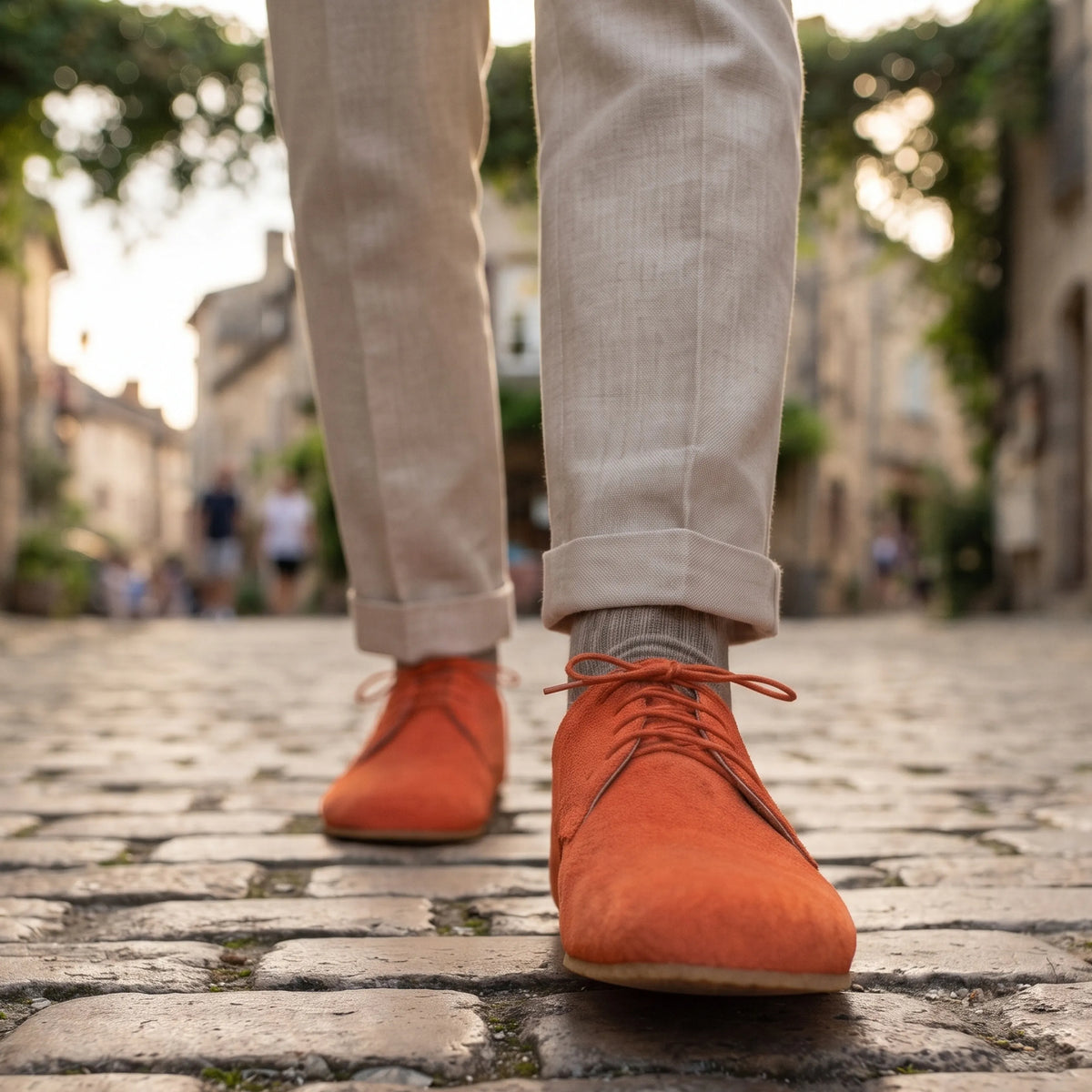Suede Barefoot Oxford Shoes – Rubber Sole – Orange