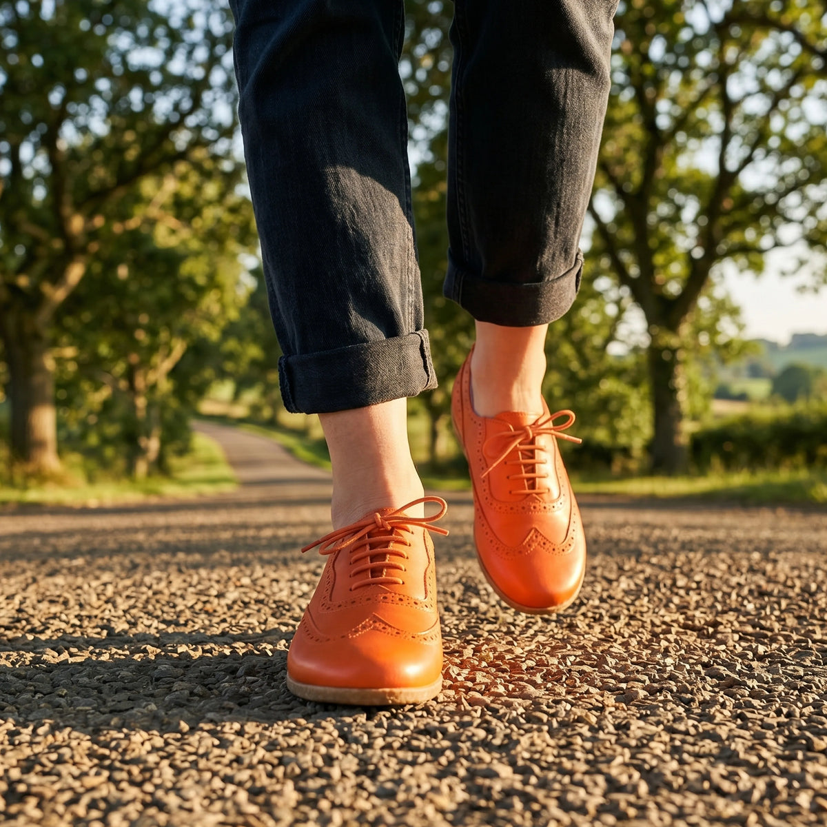 Smooth Barefoot Moccasin Shoes – Classic Sole — Leather Sole – Orange