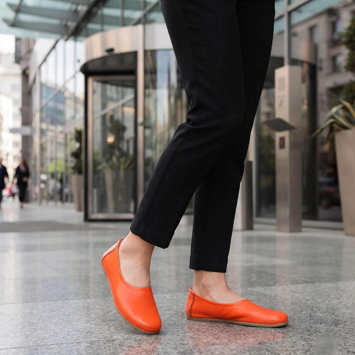 Smooth Barefoot Ballet Shoes – Classic Sole — Leather Sole – Orange