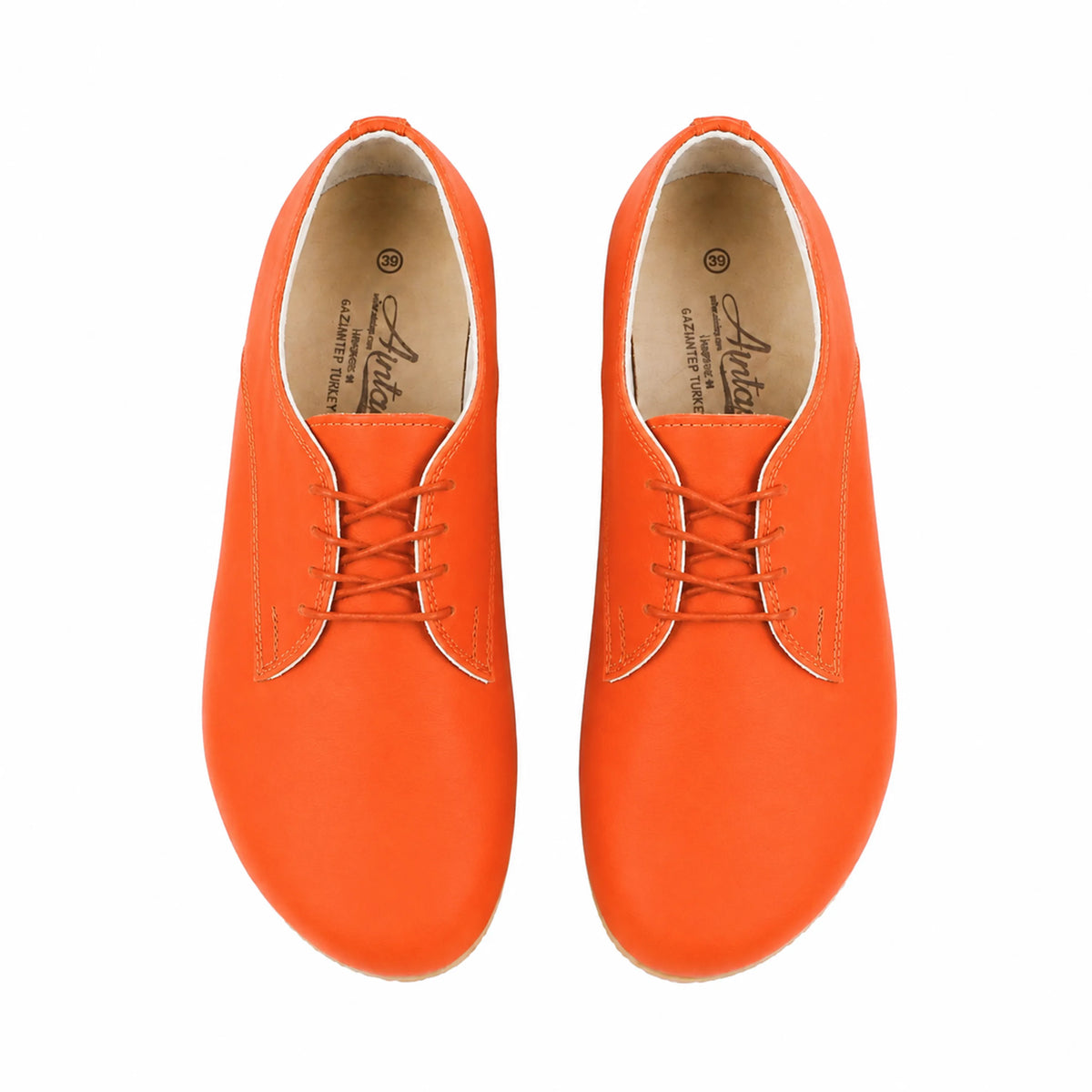 Smooth Barefoot Oxford Shoes — Leather Sole – Orange