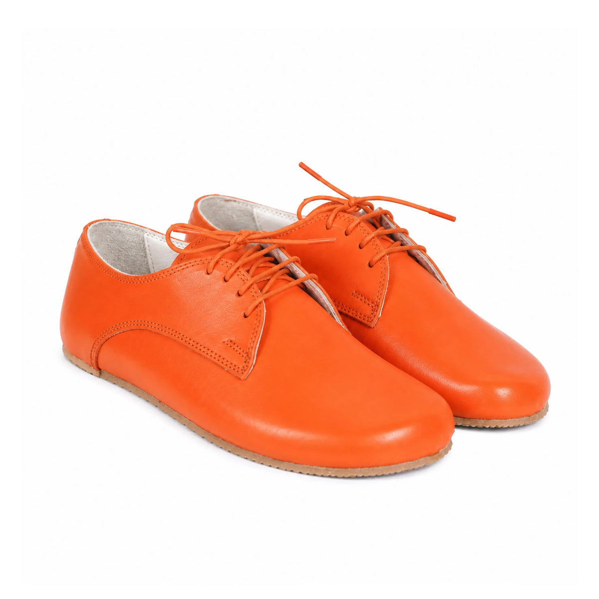 Smooth Barefoot Oxford Shoes – Rubber Sole – Orange