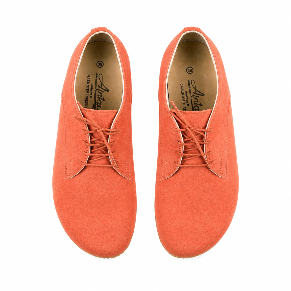 Suede Barefoot Oxford Shoes – Rubber Sole – Orange