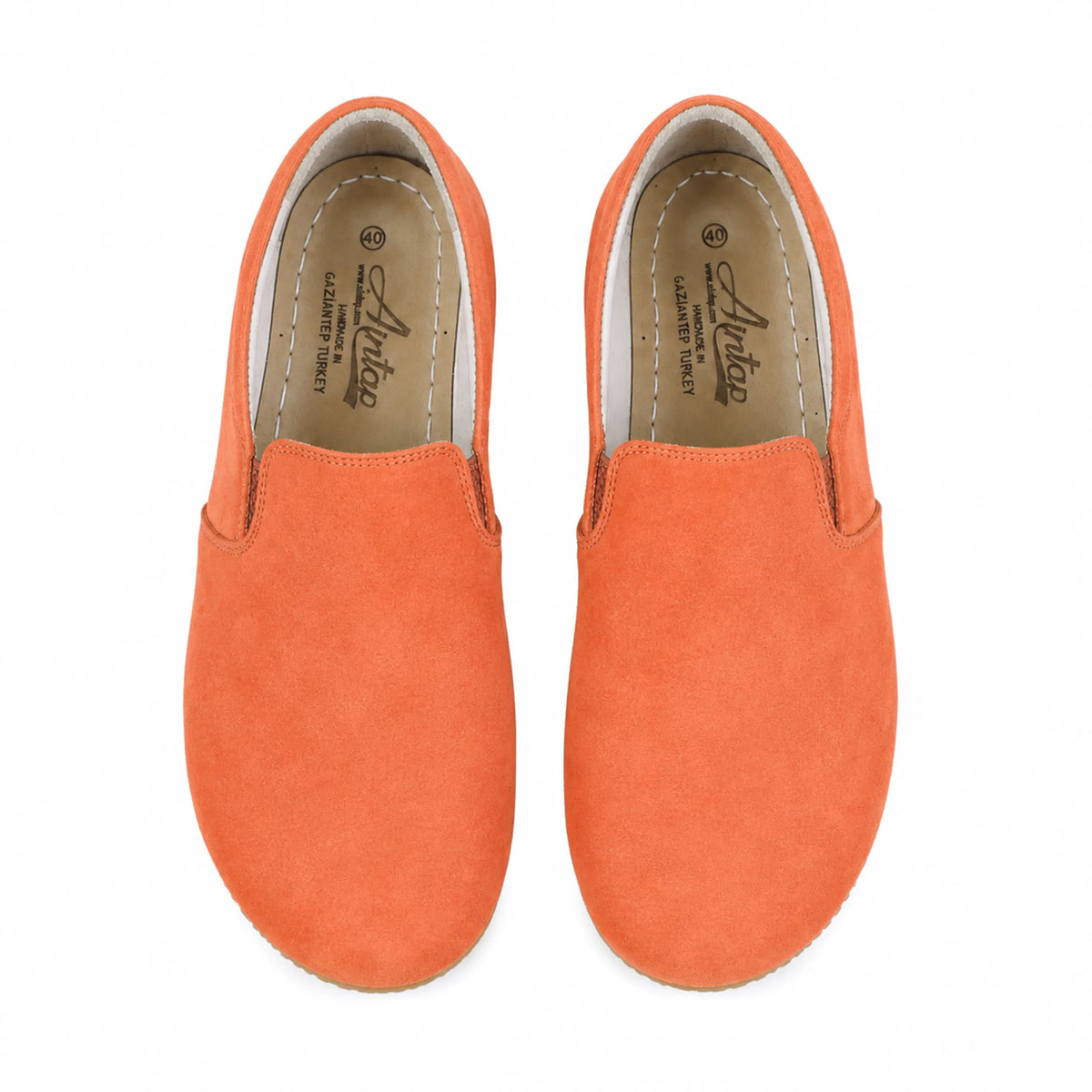 Suede Barefoot Slip-On Shoes – Rubber Sole – Orange