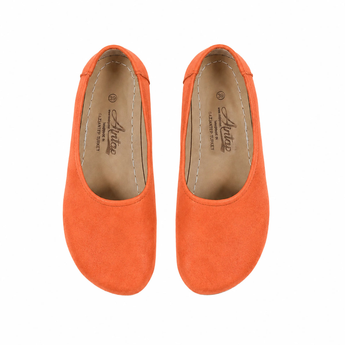 Suede Barefoot Ballet Shoes – Rubber Sole – Orange
