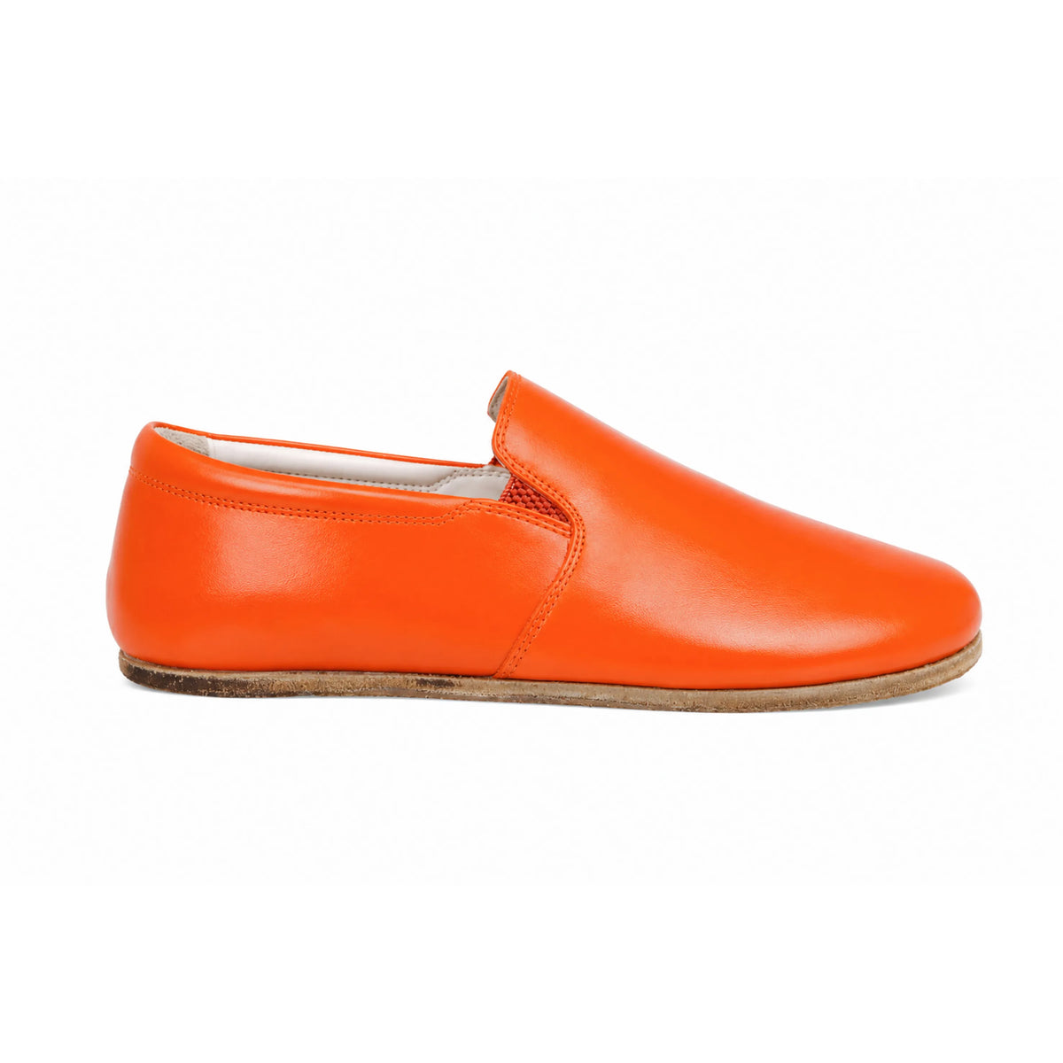 Smooth Barefoot Slip-On Shoes – Classic Sole — Leather Sole – Orange