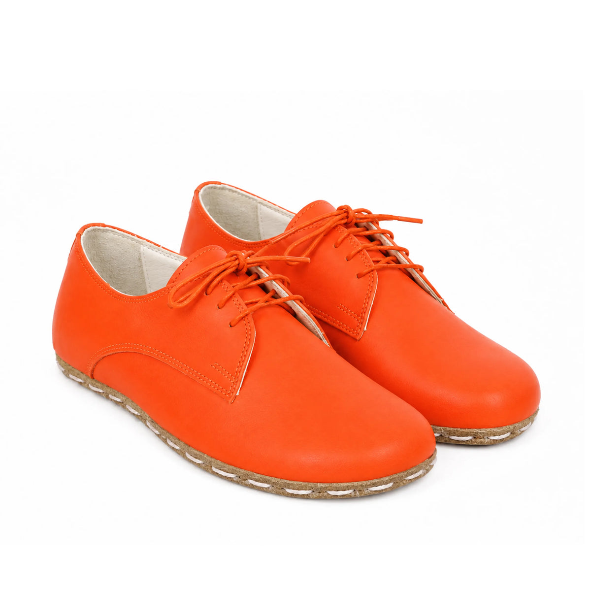 Smooth Barefoot Oxford Shoes — Leather Sole – Orange