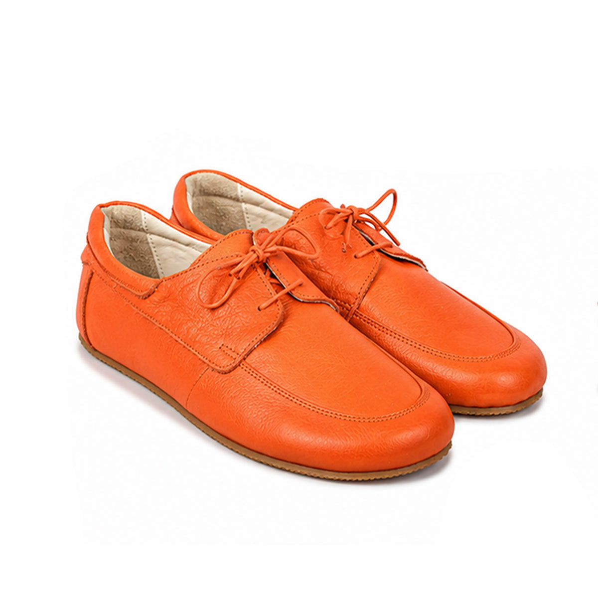 Smooth Barefoot Laces Penny Loafer Shoes – Rubber Sole – Orange