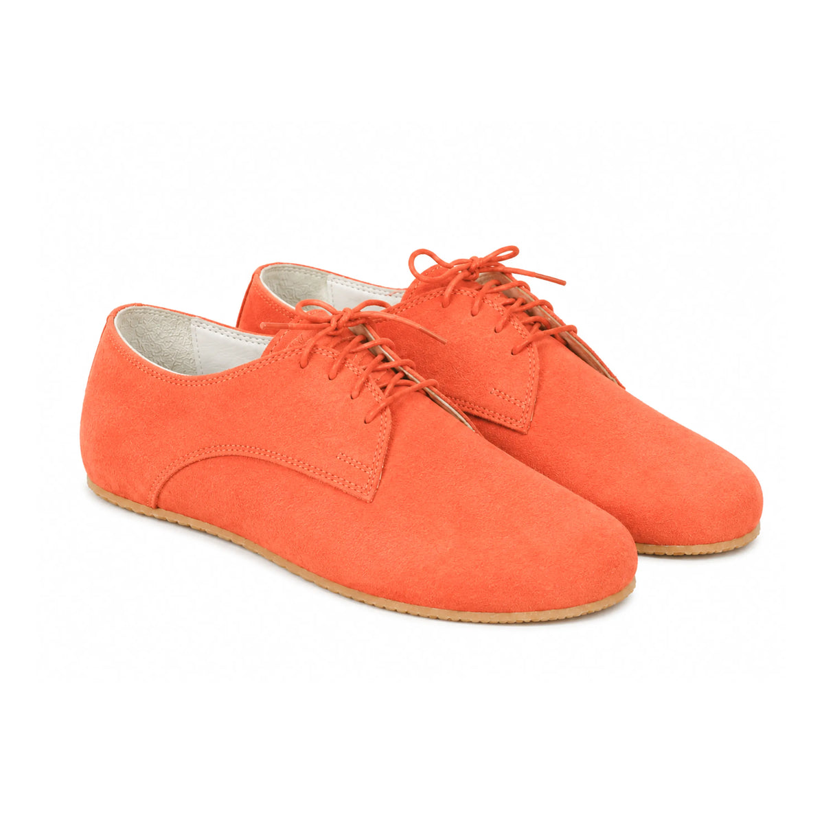 Suede Barefoot Oxford Shoes – Rubber Sole – Orange