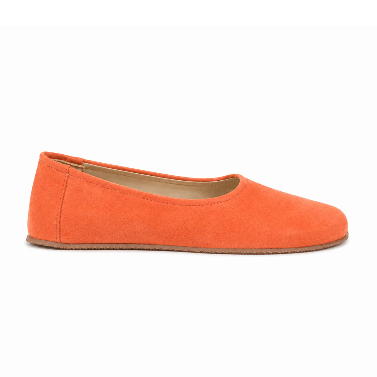 Suede Barefoot Ballet Shoes – Rubber Sole – Orange