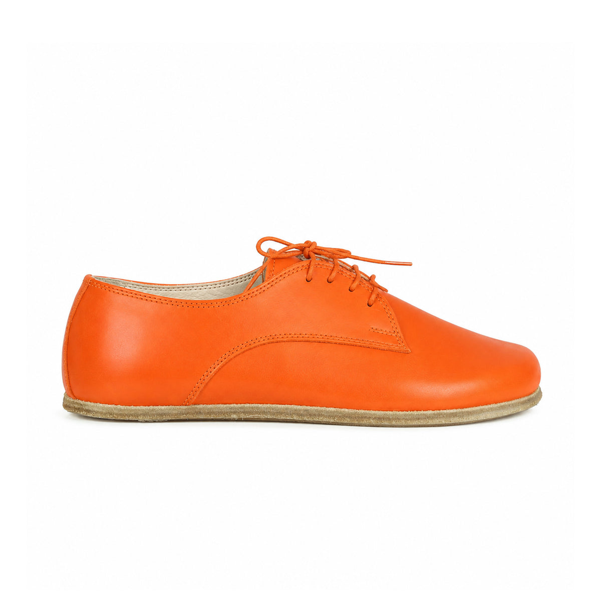 Smooth Barefoot Oxford Shoes – Classic Sole — Leather Sole – Orange