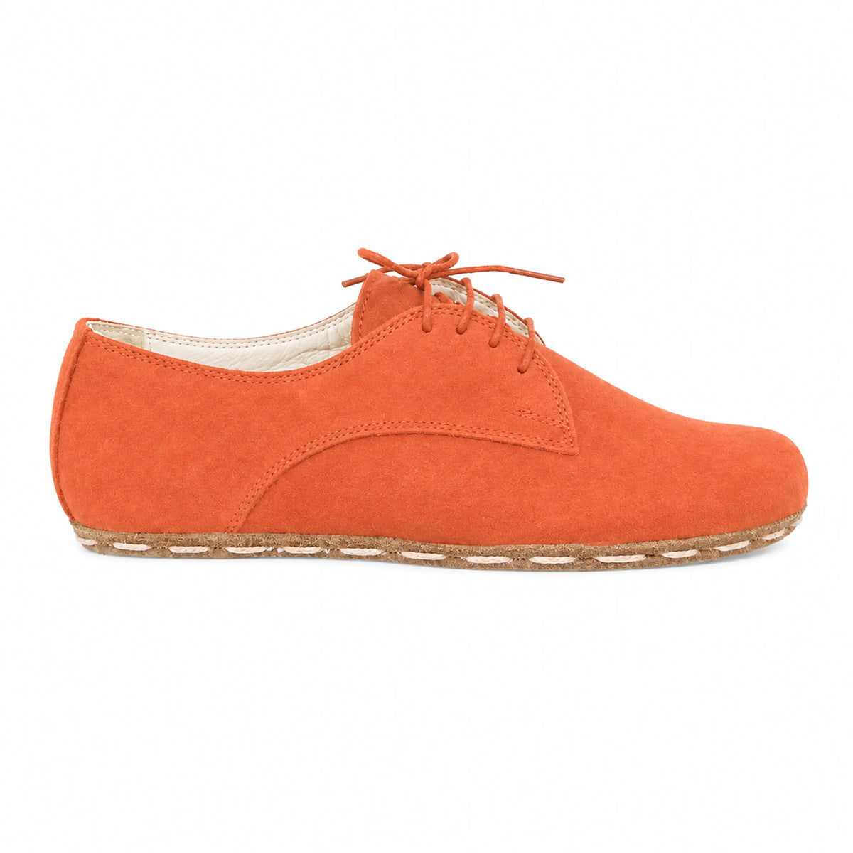 Suede Barefoot Oxford Shoes — Leather Sole – Orange