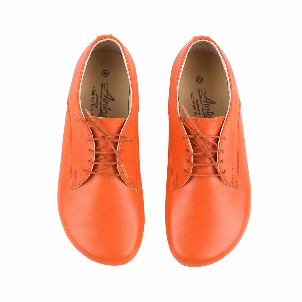Smooth Barefoot Oxford Shoes – Rubber Sole – Orange