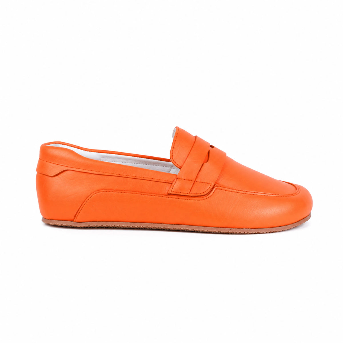 Smooth Barefoot Penny Loafer Shoes – Rubber Sole – Orange