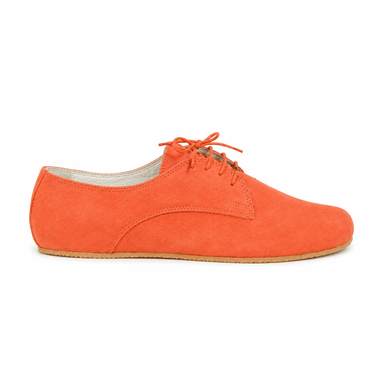Suede Barefoot Oxford Shoes – Rubber Sole – Orange