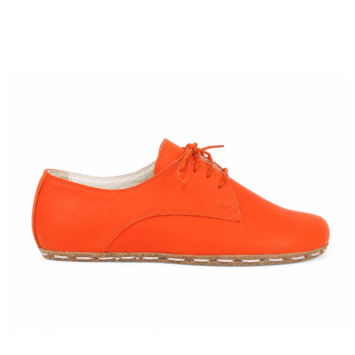 Smooth Barefoot Oxford Shoes — Leather Sole – Orange