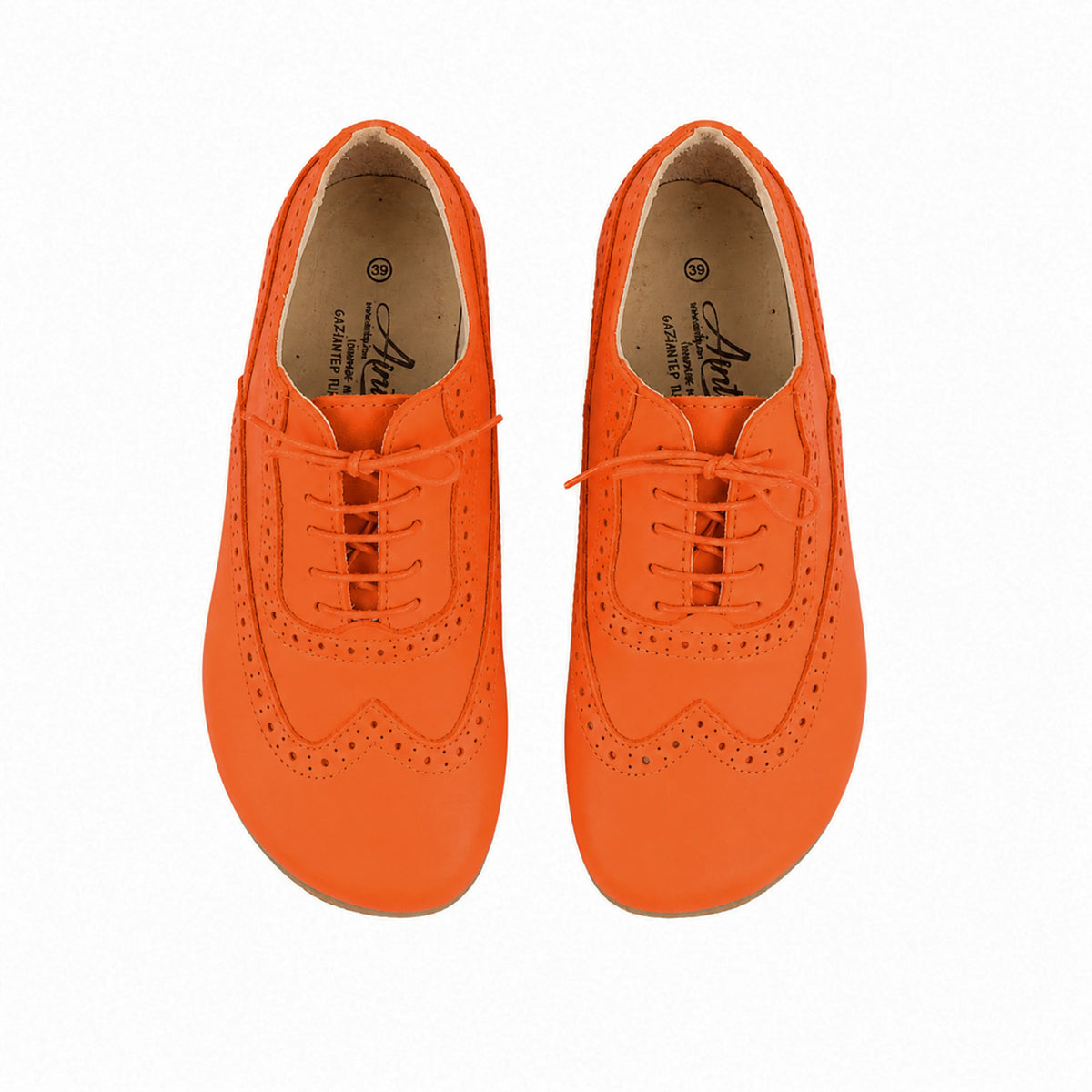 Smooth Barefoot Moccasin Shoes – Rubber Sole – Orange