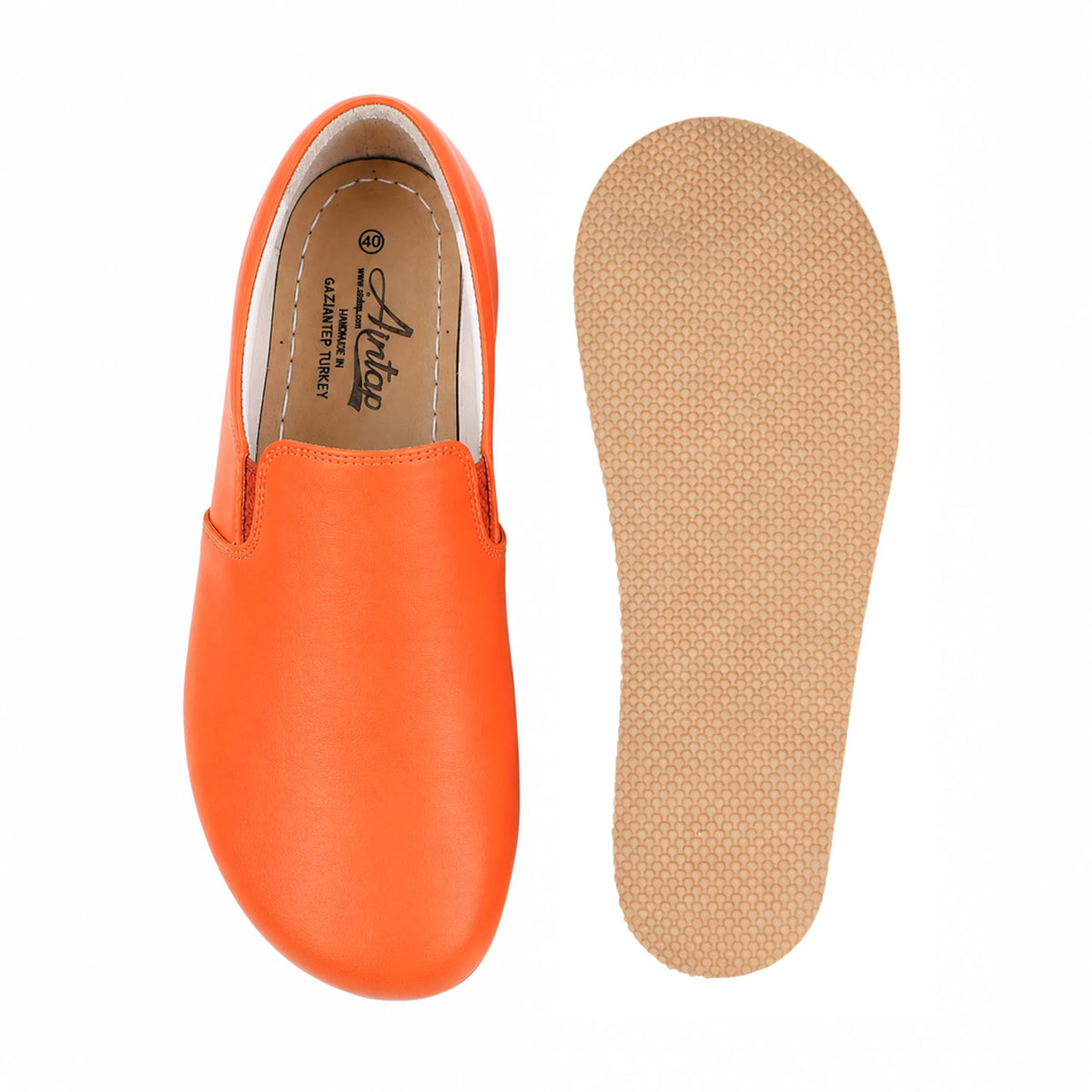 Smooth Barefoot Slip-On Shoes – Rubber Sole – Orange