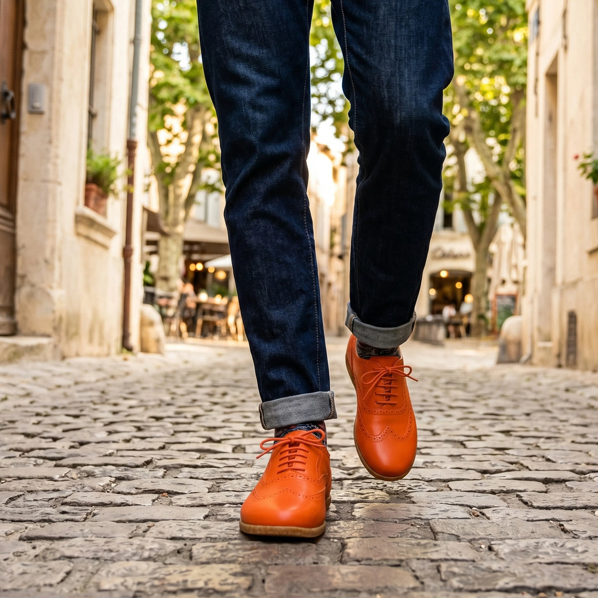 Smooth Barefoot Moccasin Shoes – Classic Sole — Leather Sole – Orange