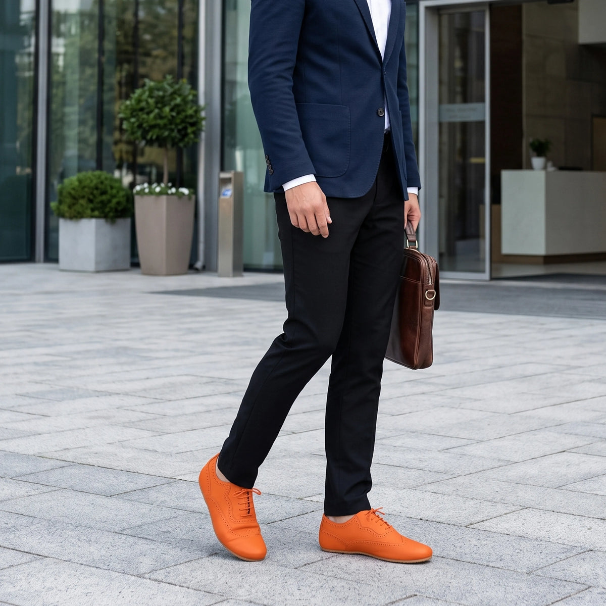 Smooth Barefoot Moccasin Shoes – Rubber Sole – Orange
