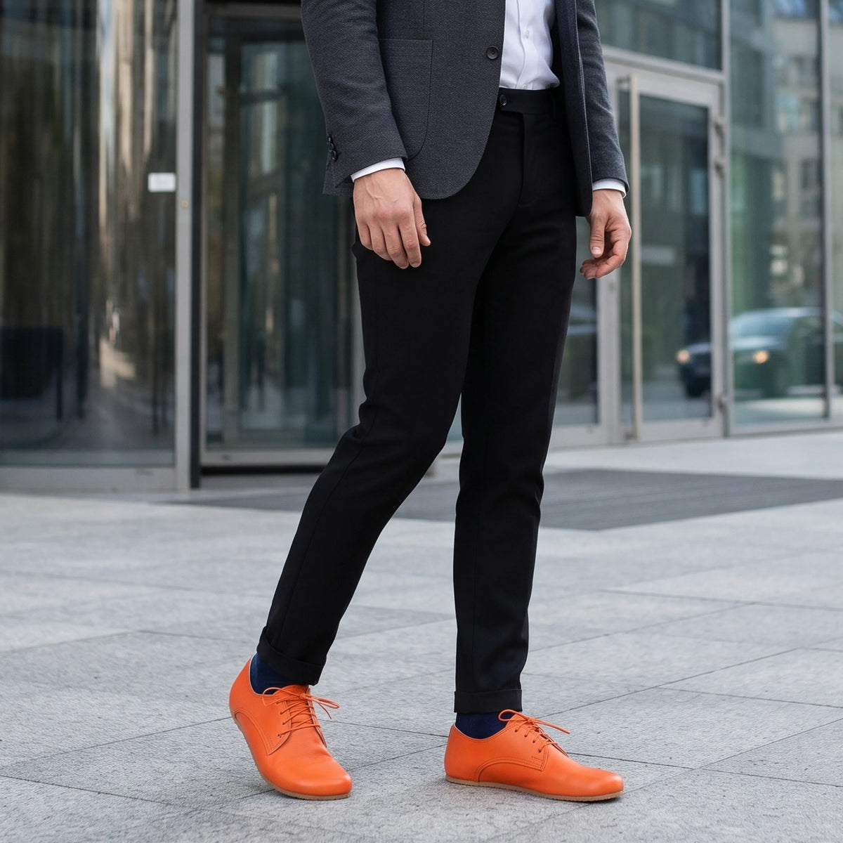 Smooth Barefoot Oxford Shoes – Rubber Sole – Orange