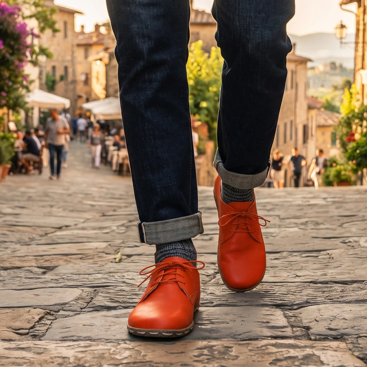 Smooth Barefoot Oxford Shoes — Leather Sole – Orange