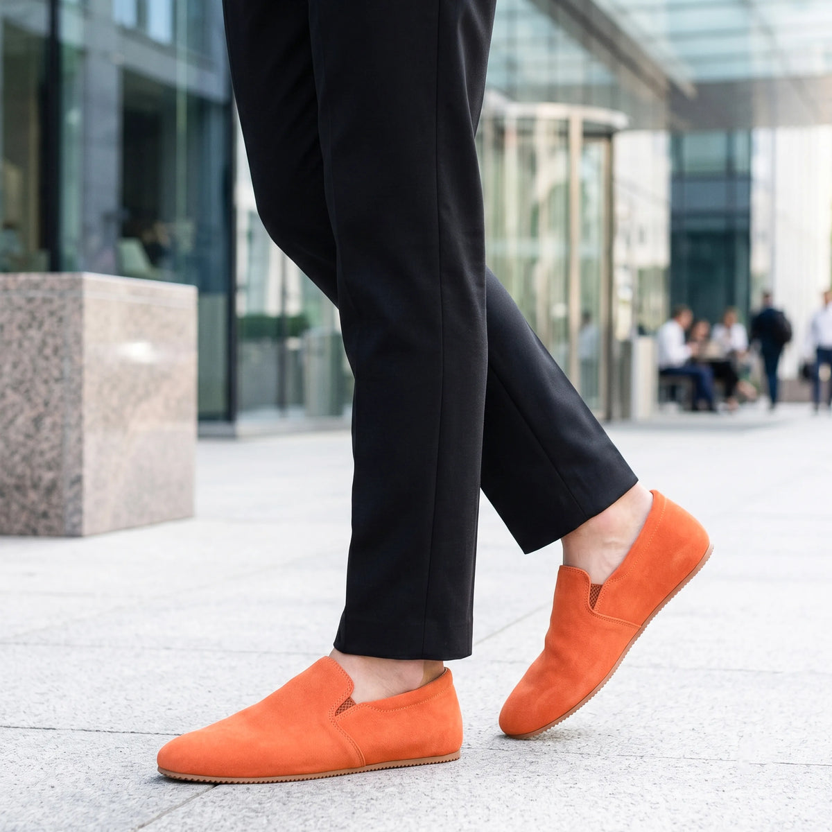Suede Barefoot Slip-On Shoes – Rubber Sole – Orange