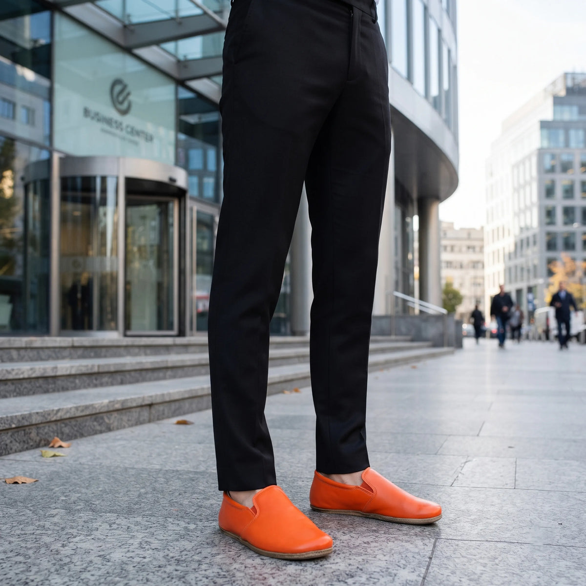 Smooth Barefoot Slip-On Shoes – Classic Sole — Leather Sole – Orange