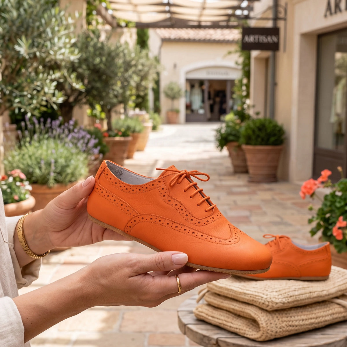Smooth Barefoot Moccasin Shoes – Rubber Sole – Orange