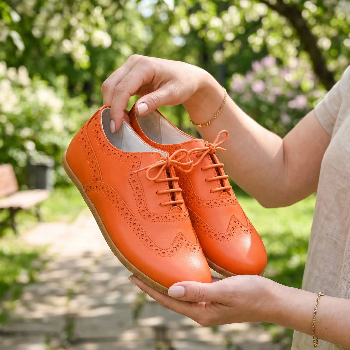 Smooth Barefoot Moccasin Shoes – Classic Sole — Leather Sole – Orange