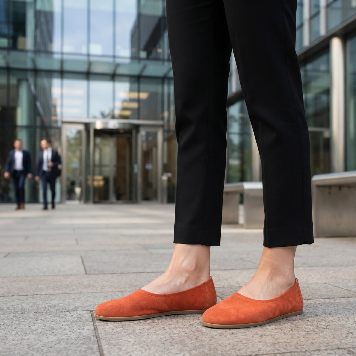 Suede Barefoot Ballet Shoes – Classic Sole — Leather Sole – Orange