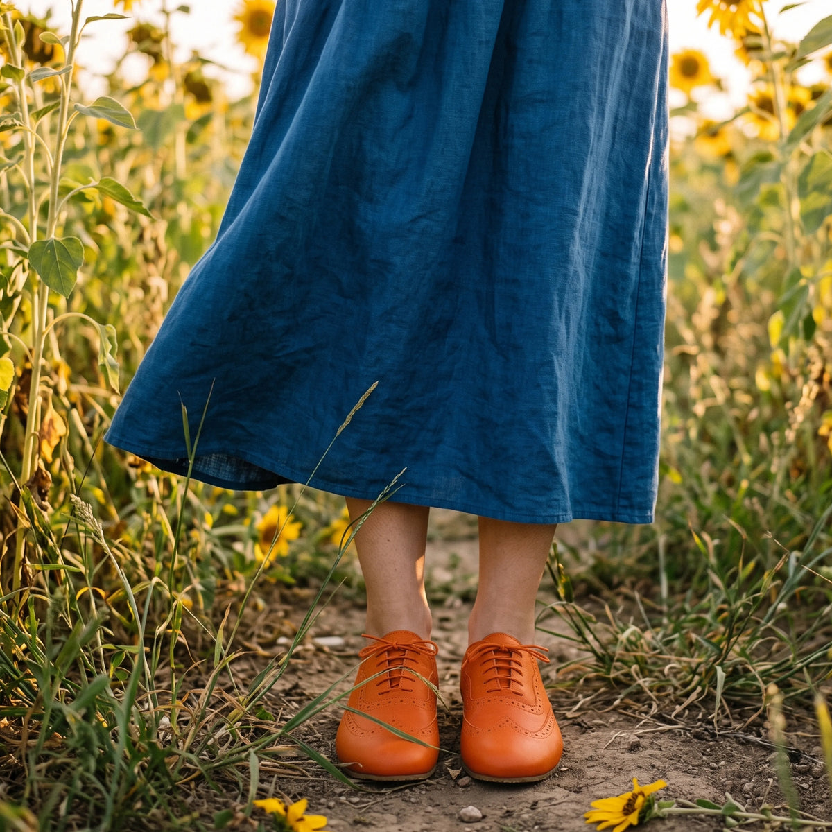 Smooth Barefoot Moccasin Shoes – Rubber Sole – Orange