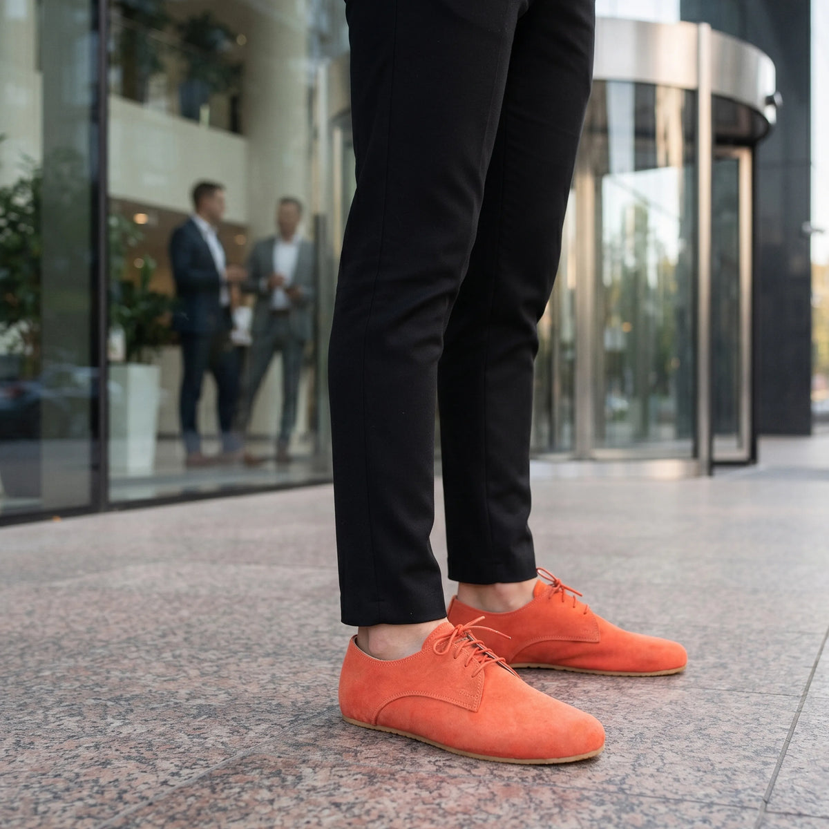 Suede Barefoot Oxford Shoes – Rubber Sole – Orange