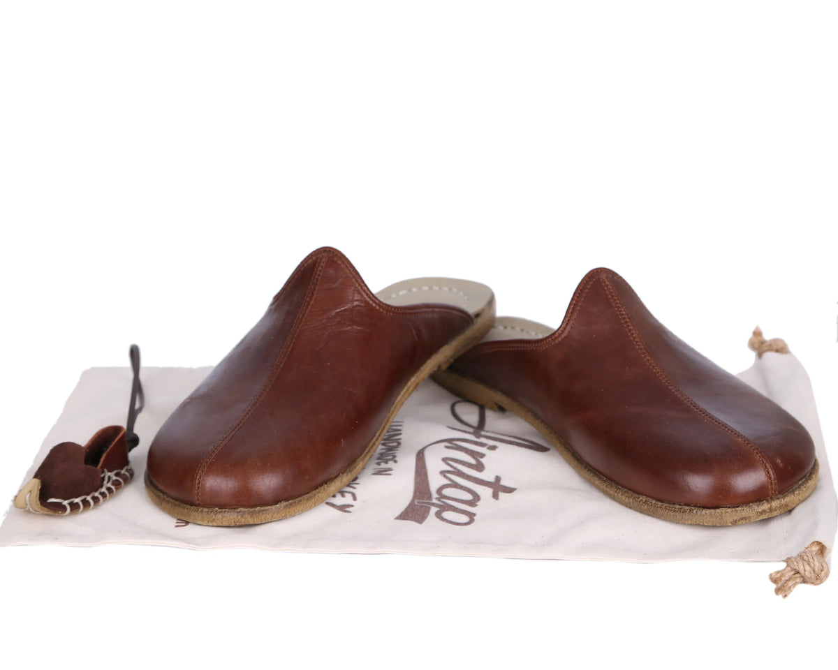 Smooth Barefoot Shearling Sandals Shoes – Classic Sole — Leather Sole – Dark Brown