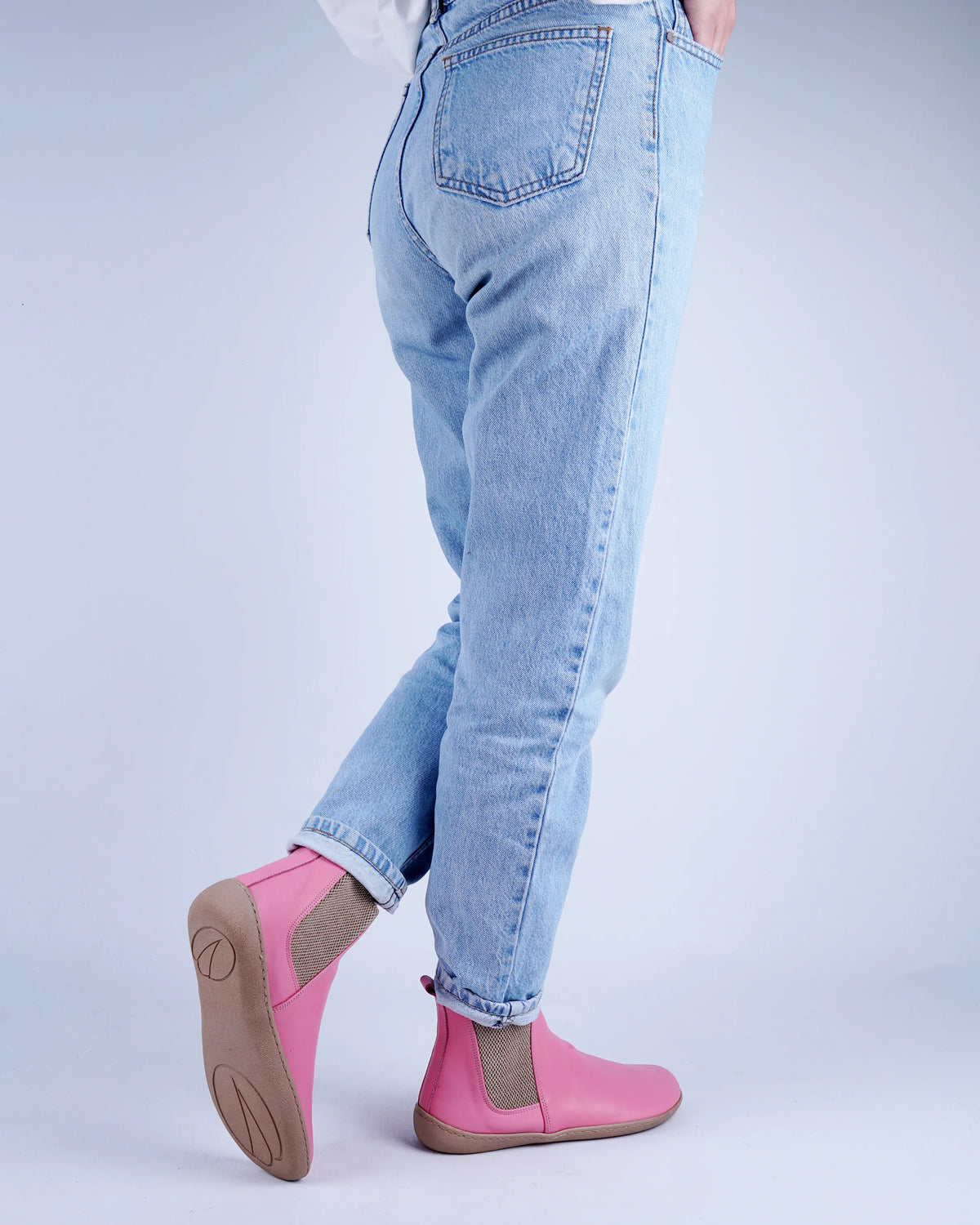 Smooth Barefoot Chelsea Boots Shoes – 6mm Rubber Sole – Pink