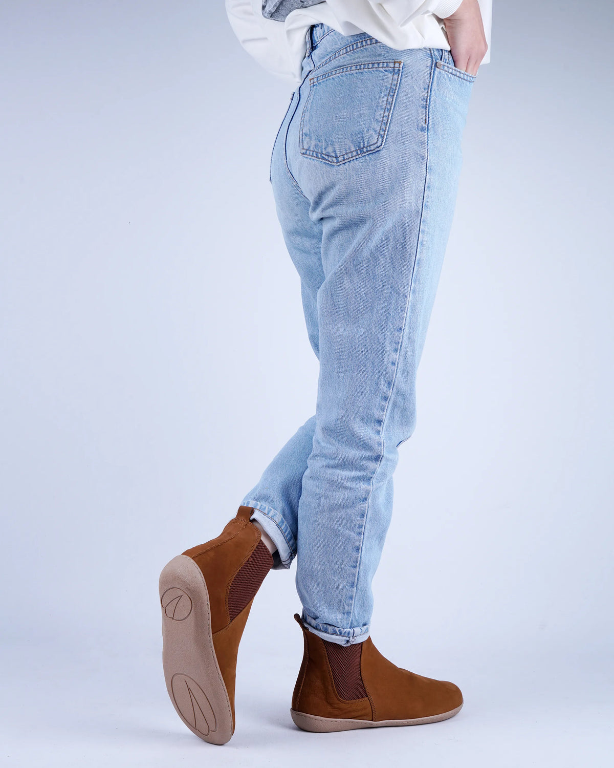 Nubuck Barefoot Chelsea Boots Shoes – 6mm Rubber Sole – Tan
