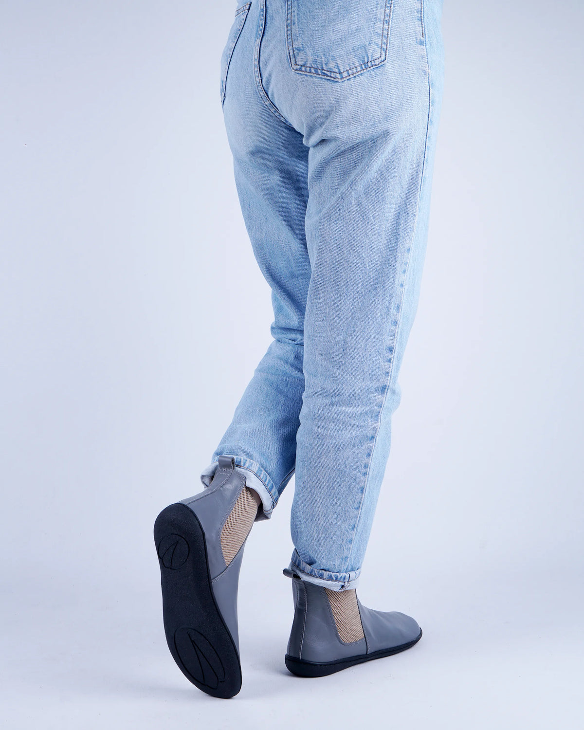 Smooth Barefoot Chelsea Boots Shoes – 6mm Rubber Sole – Gray