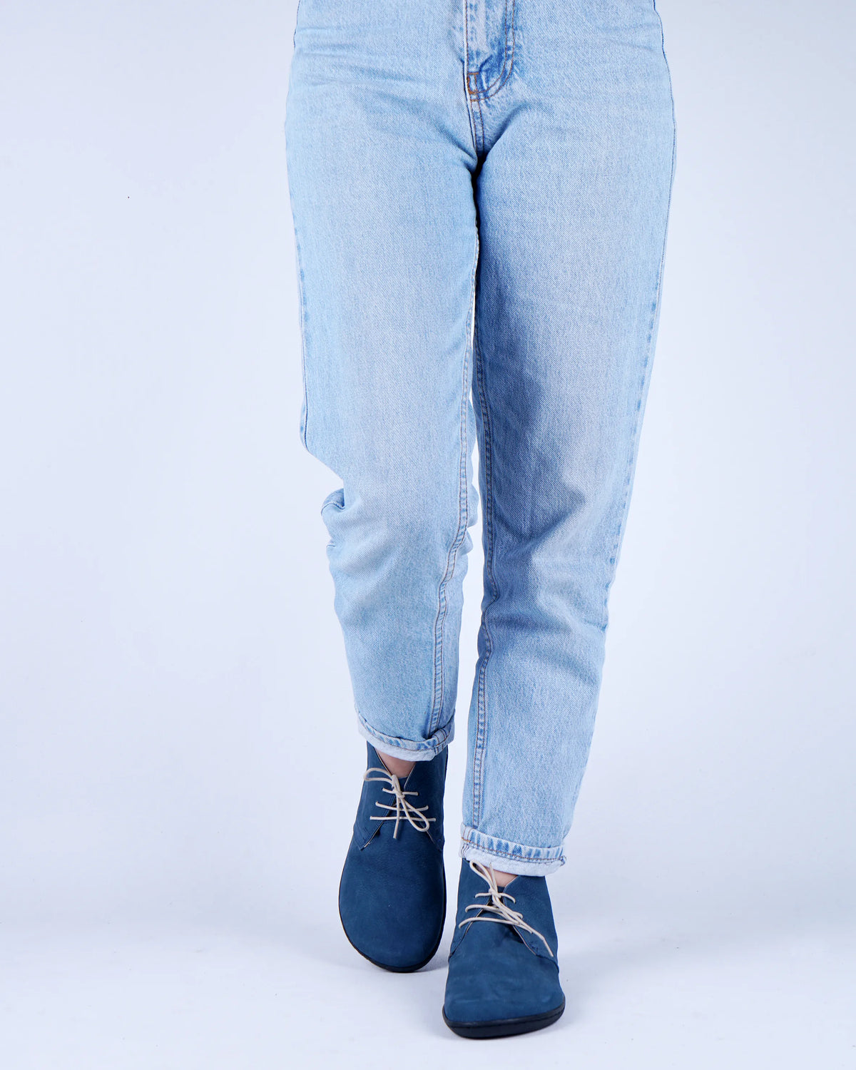 Nubuck Barefoot Bootie Laces Shoes – 6 mm Rubber Sole – Jeans