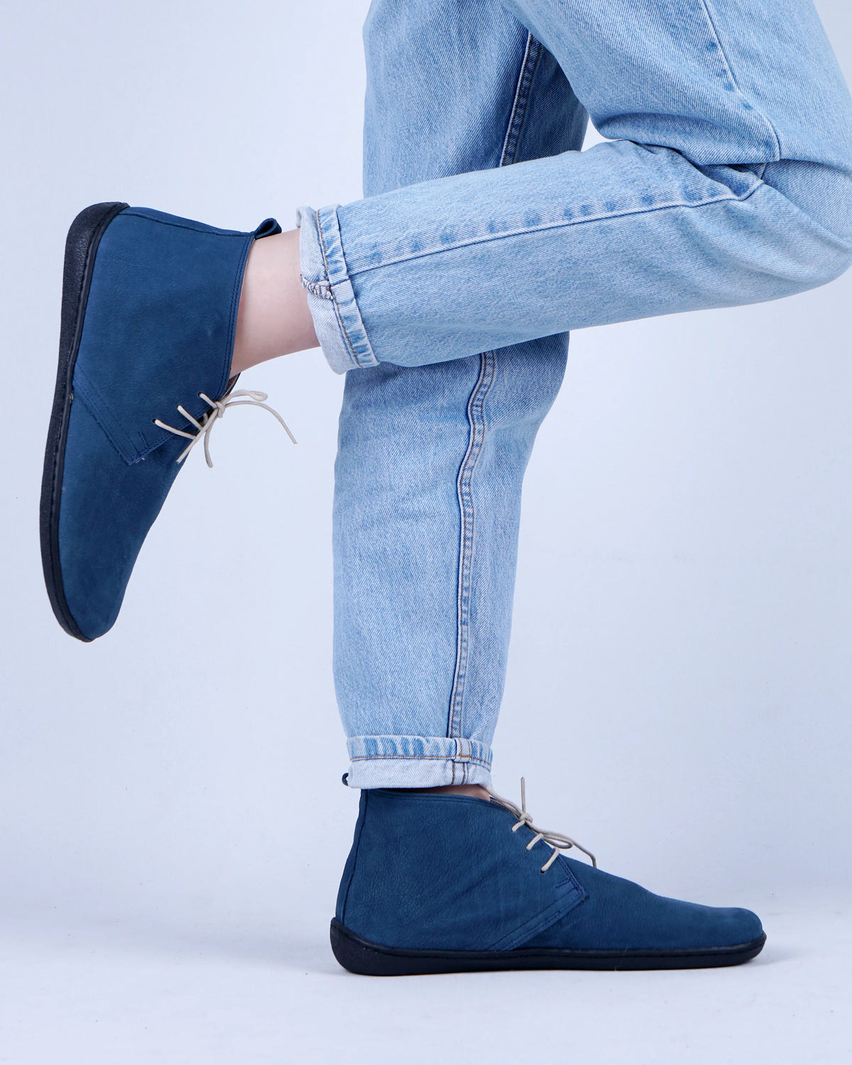Nubuck Barefoot Bootie Laces Shoes – 6 mm Rubber Sole – Jeans