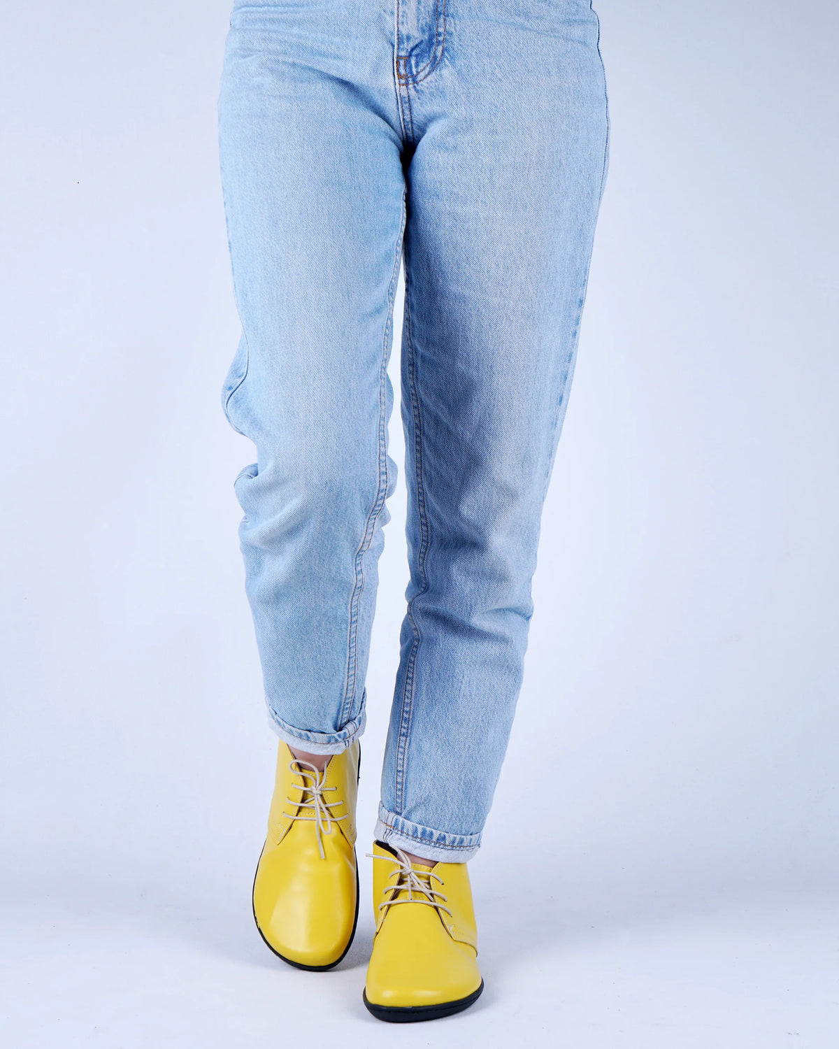 Smooth Barefoot Bootie Laces Shoes – 6 mm Rubber Sole – Yellow
