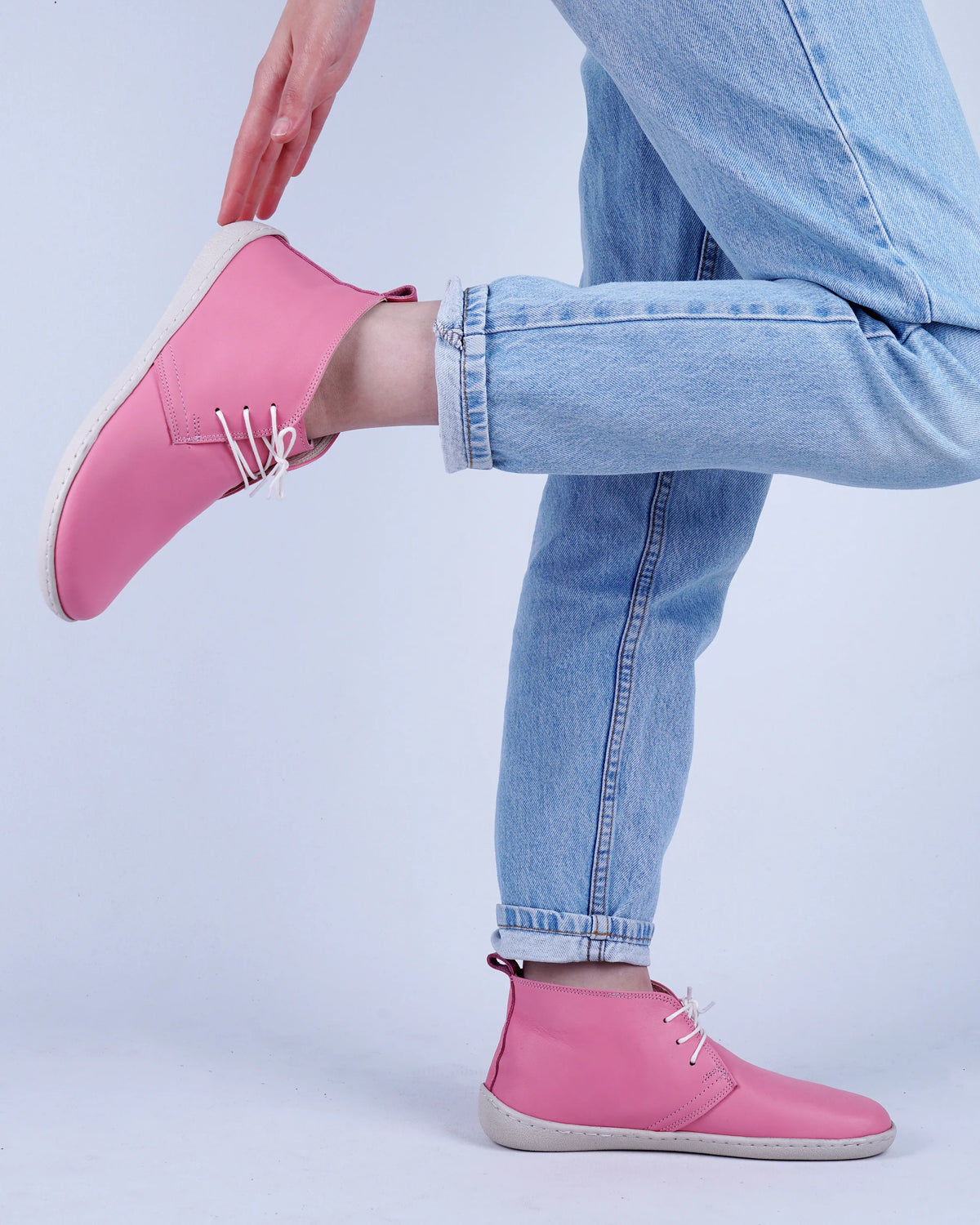Smooth Barefoot Bootie Laces Shoes – 6mm Rubber Sole – Pink