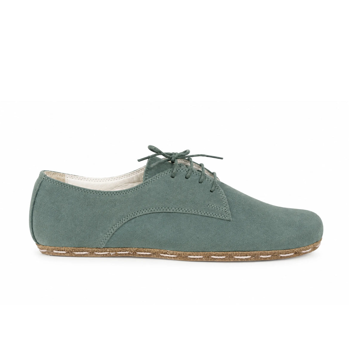 Suede Barefoot Oxford Shoes — Leather Sole – Sea Blue